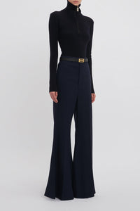 Wide Leg Kick Trouser - Ink Blue