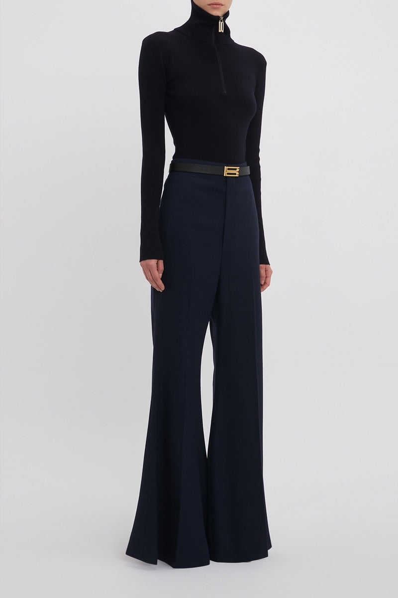 Wide Leg Kick Trouser - Ink Blue