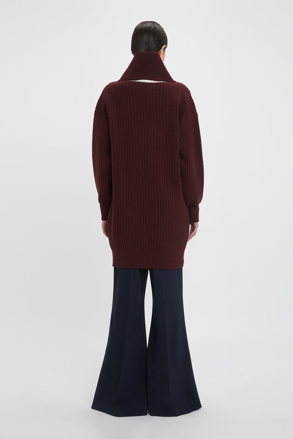 Shawl Neck Jumper Dress - Port
