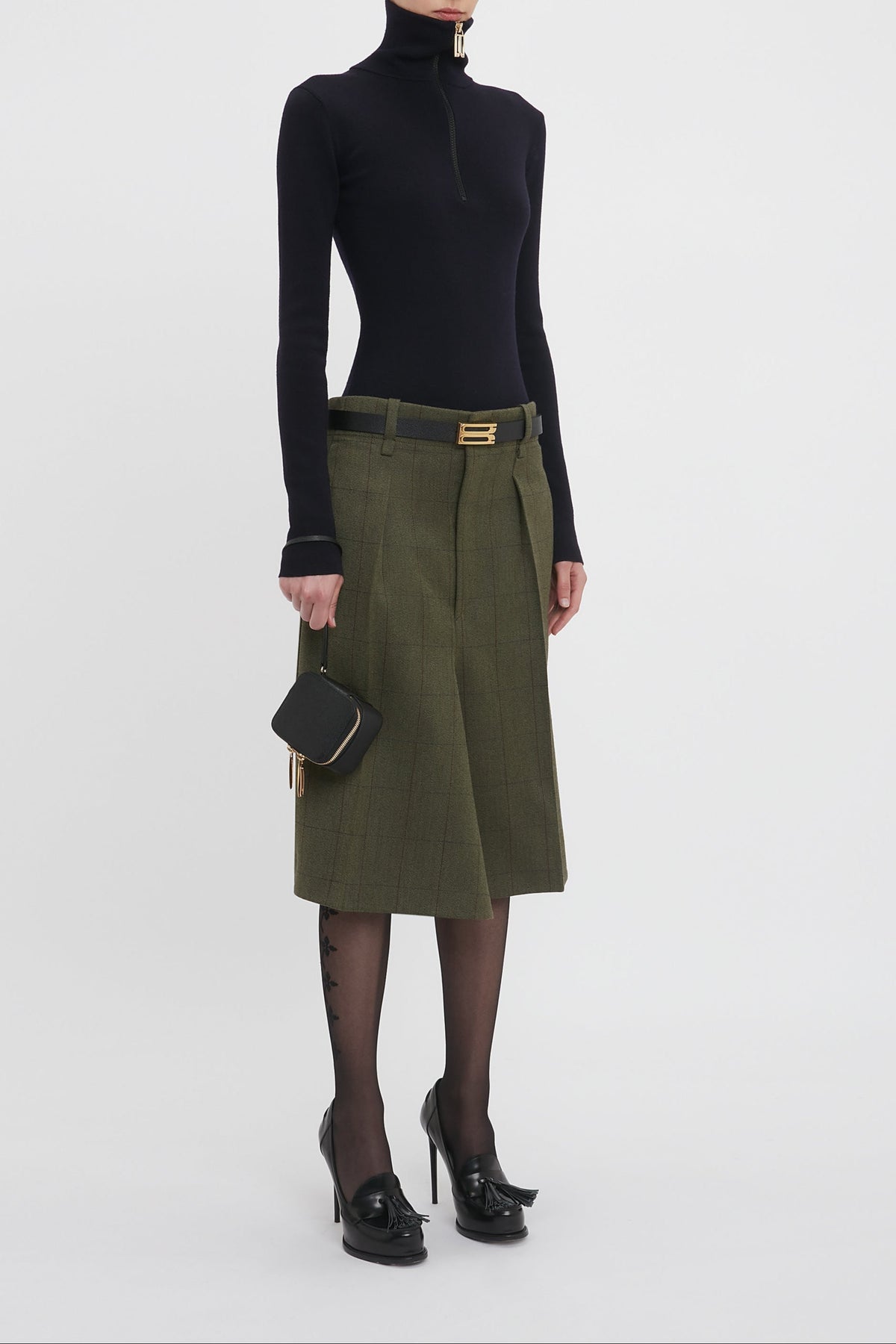 Asymmetric Tailored Skirt - Dark Fern