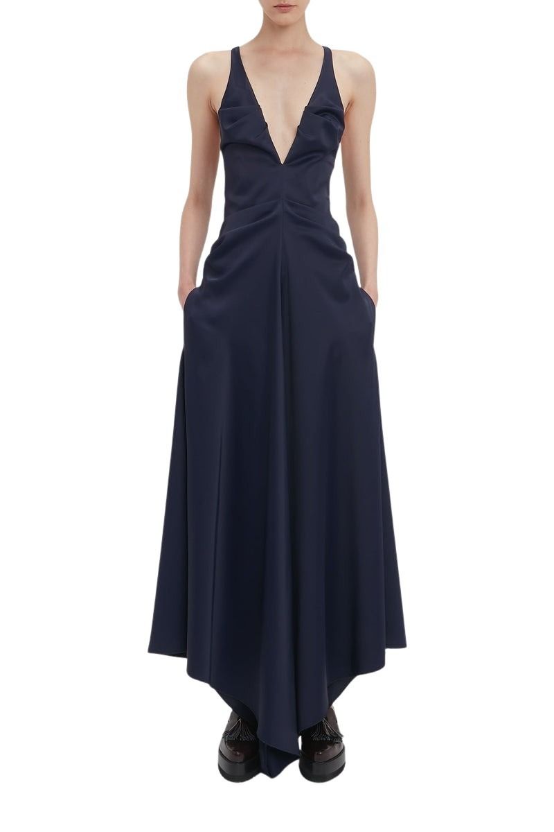 Gathered Racer Back Dress - Ink Blue