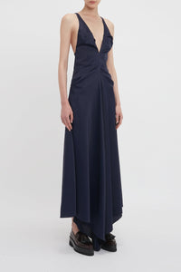 Gathered Racer Back Dress - Ink Blue