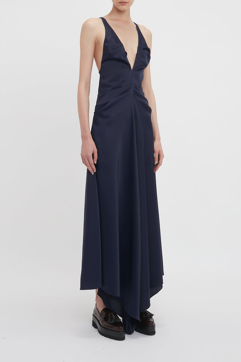 Gathered Racer Back Dress - Ink Blue