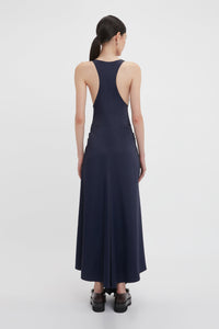 Gathered Racer Back Dress - Ink Blue