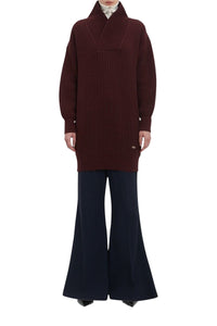 Shawl Neck Jumper Dress - Port
