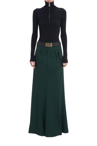 Long Asymmetric Tailored Skirt - Seaweed