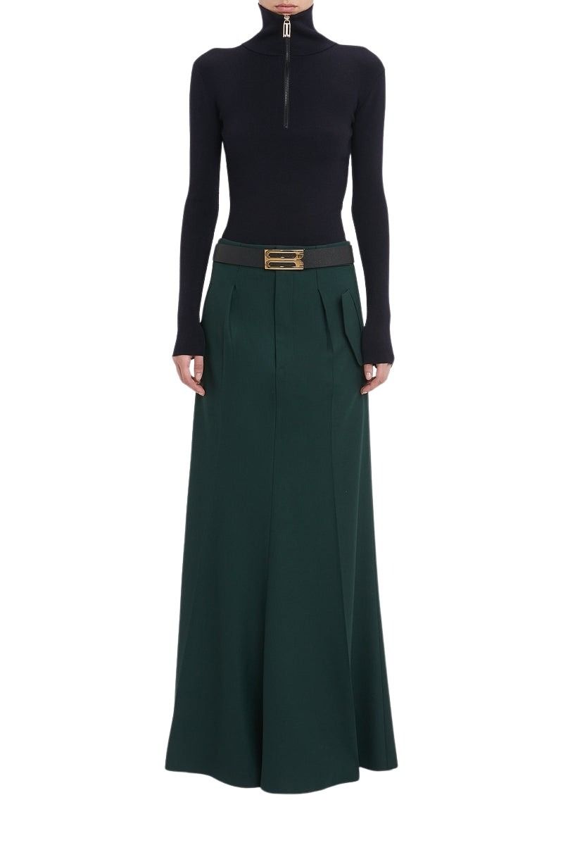 Long Asymmetric Tailored Skirt - Seaweed