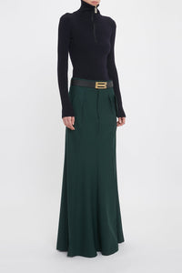 Long Asymmetric Tailored Skirt - Seaweed
