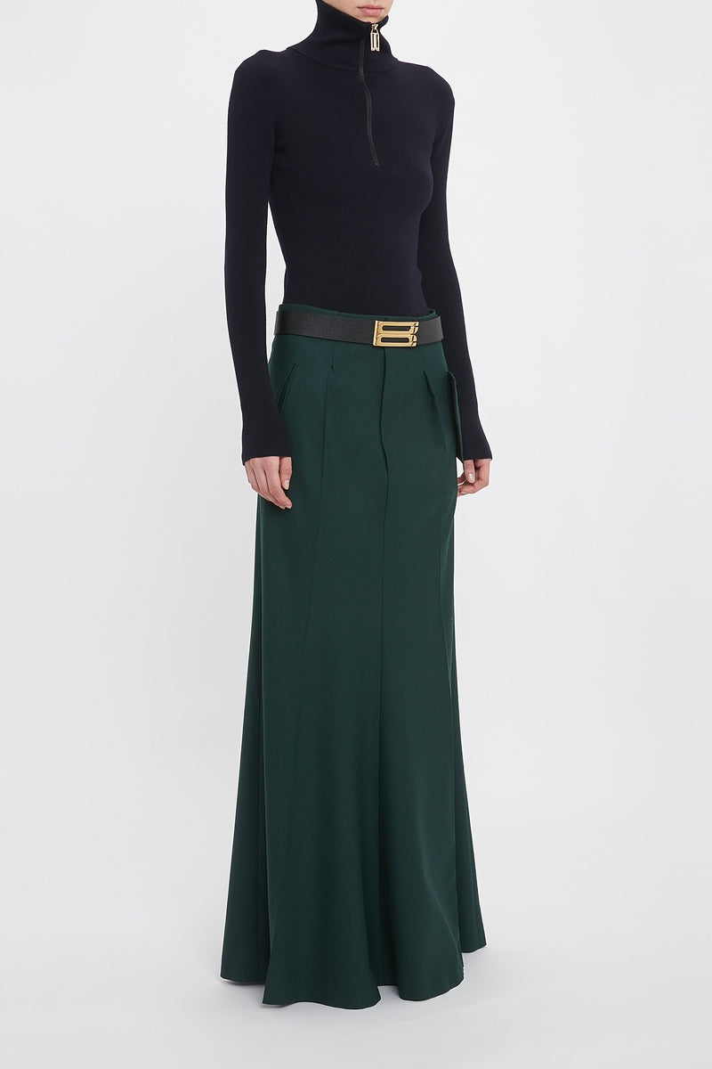 Long Asymmetric Tailored Skirt - Seaweed