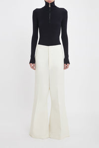Wide Leg Kick Trouser - Ivory