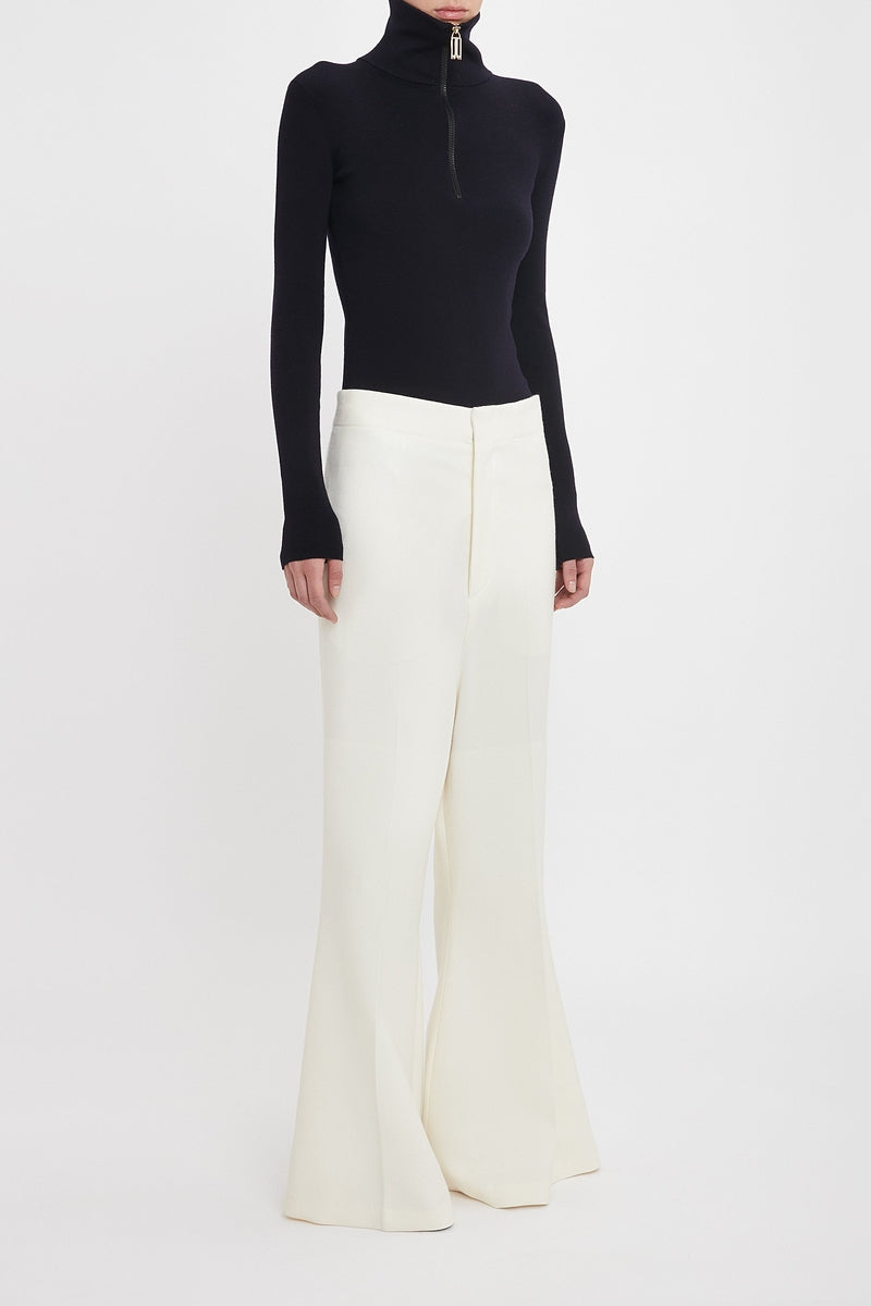Wide Leg Kick Trouser - Ivory