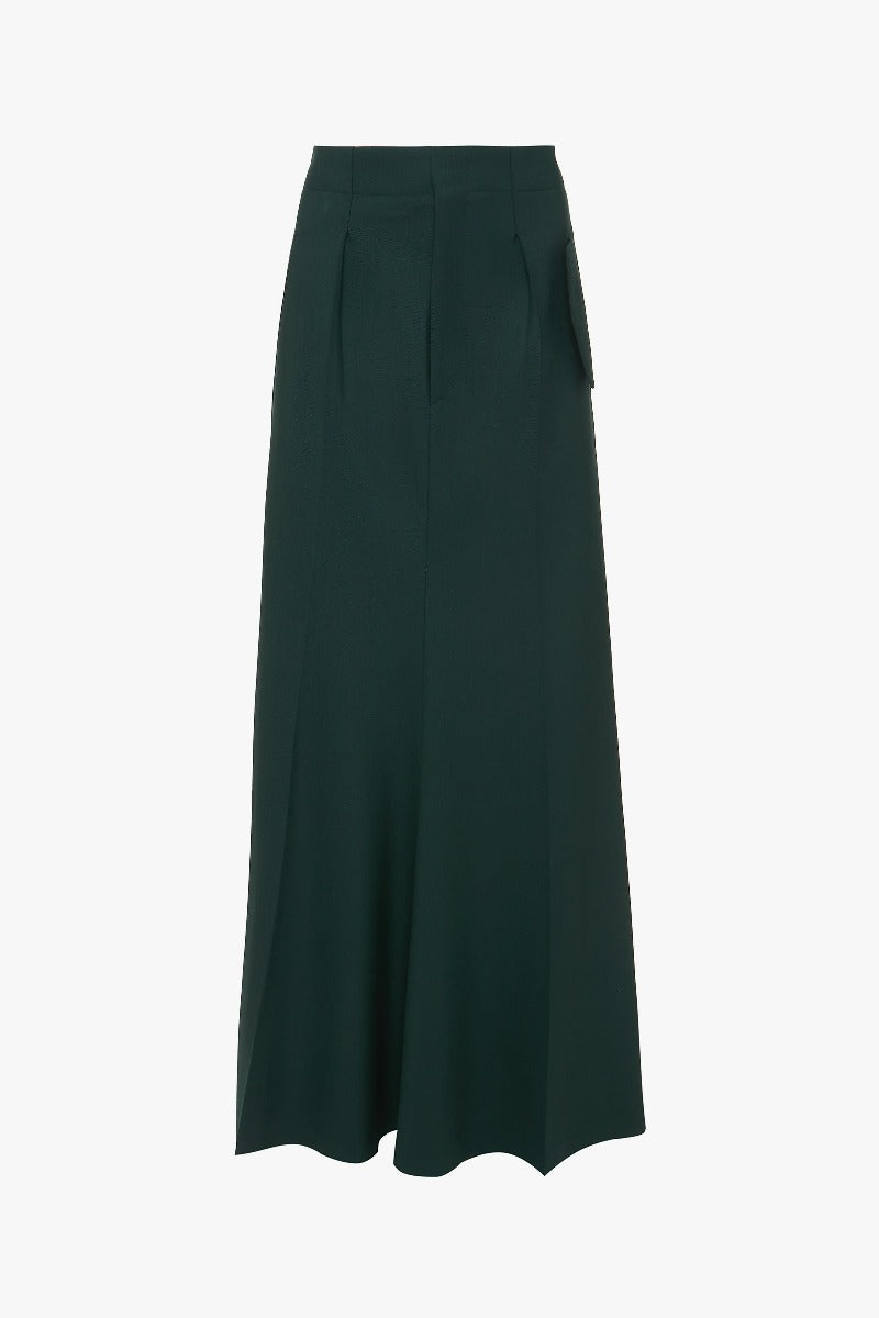 Long Asymmetric Tailored Skirt - Seaweed