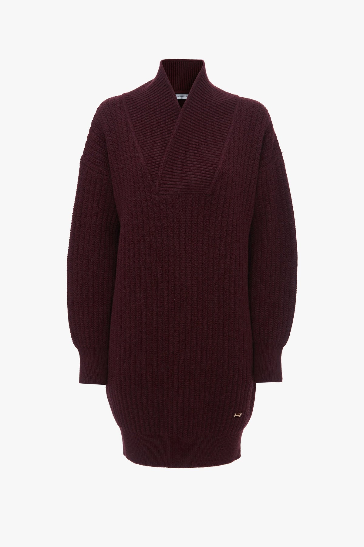 Shawl Neck Jumper Dress - Port