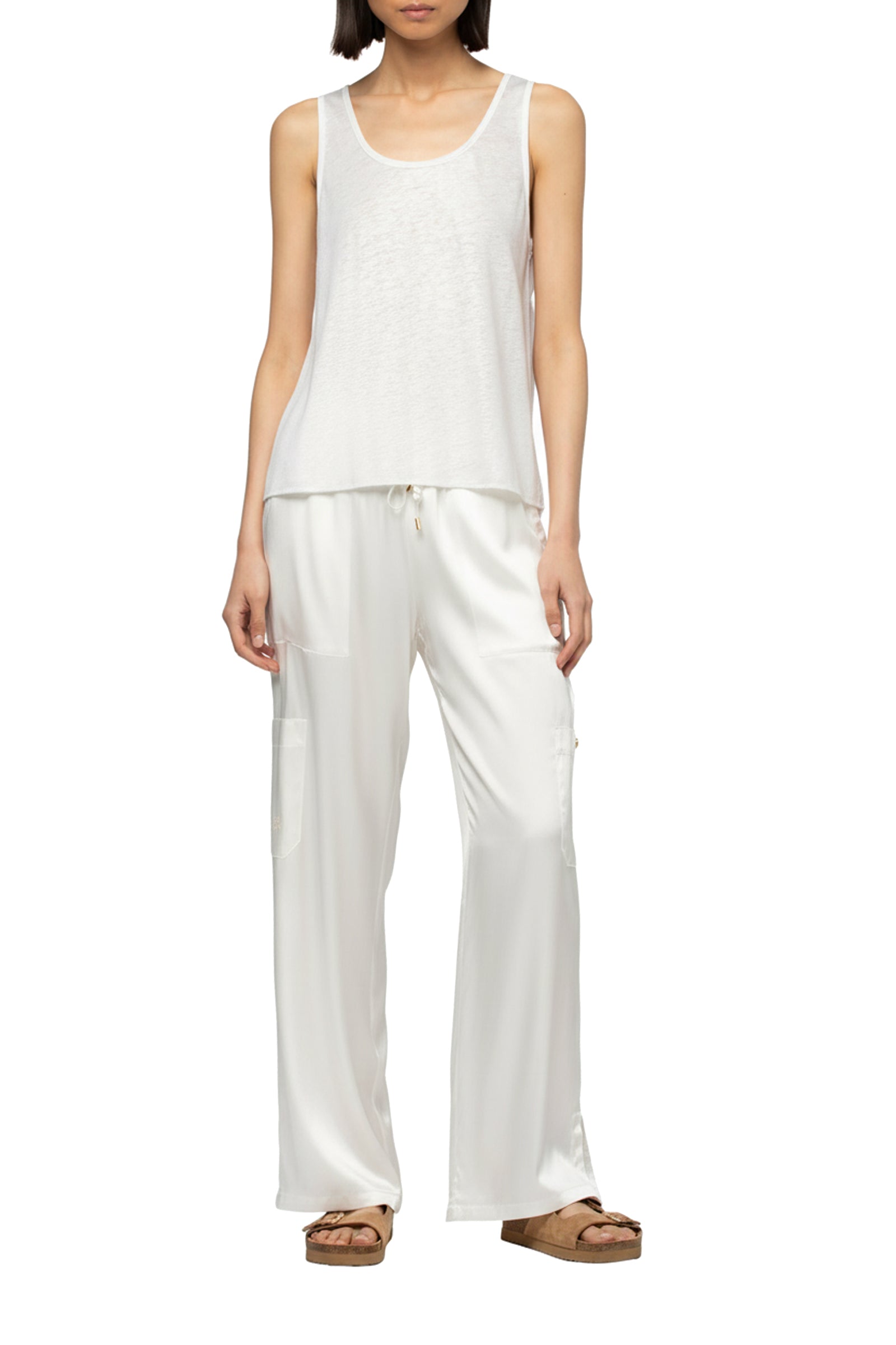Bazra silk cargo trousers - White
