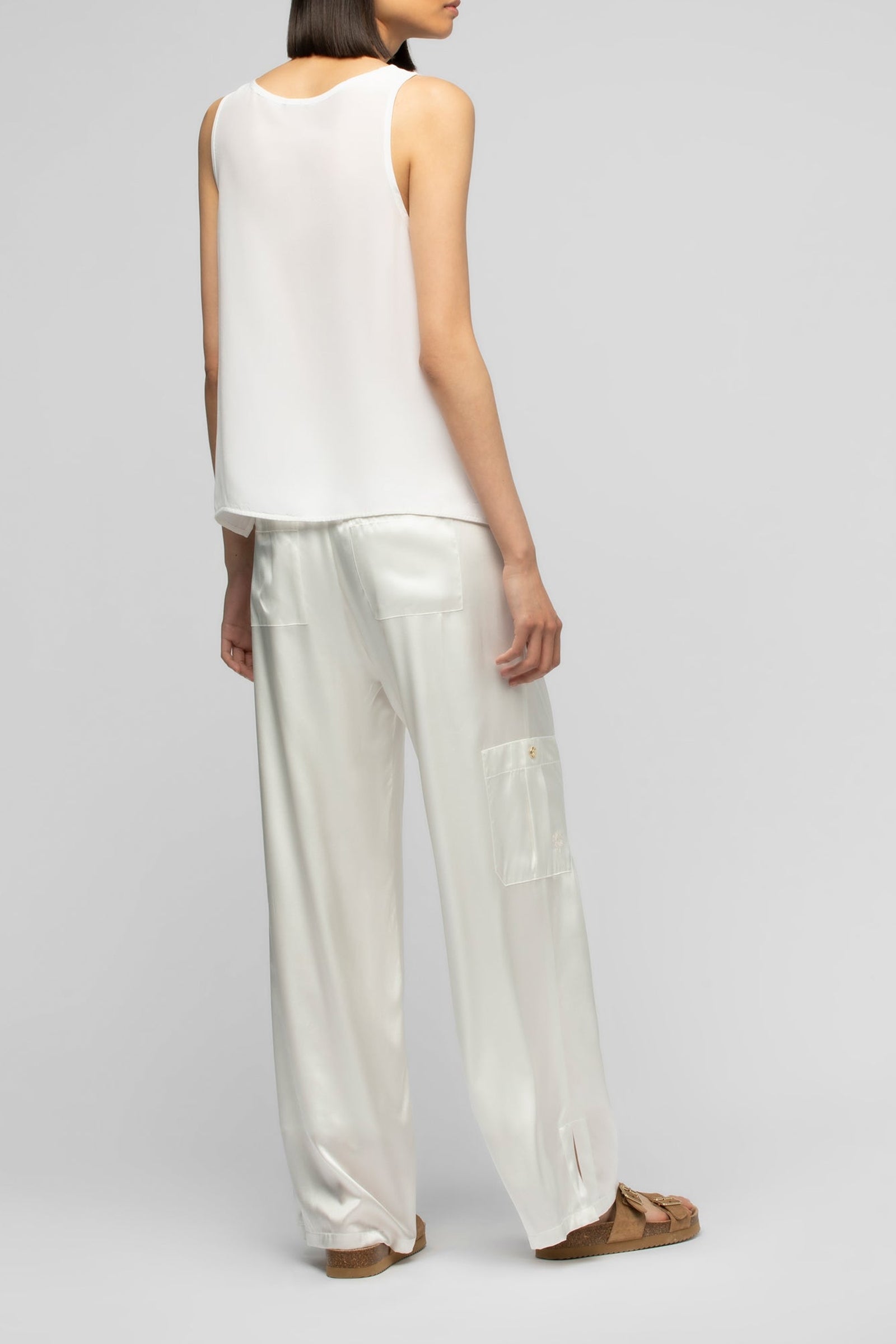 Bazra silk cargo trousers - White