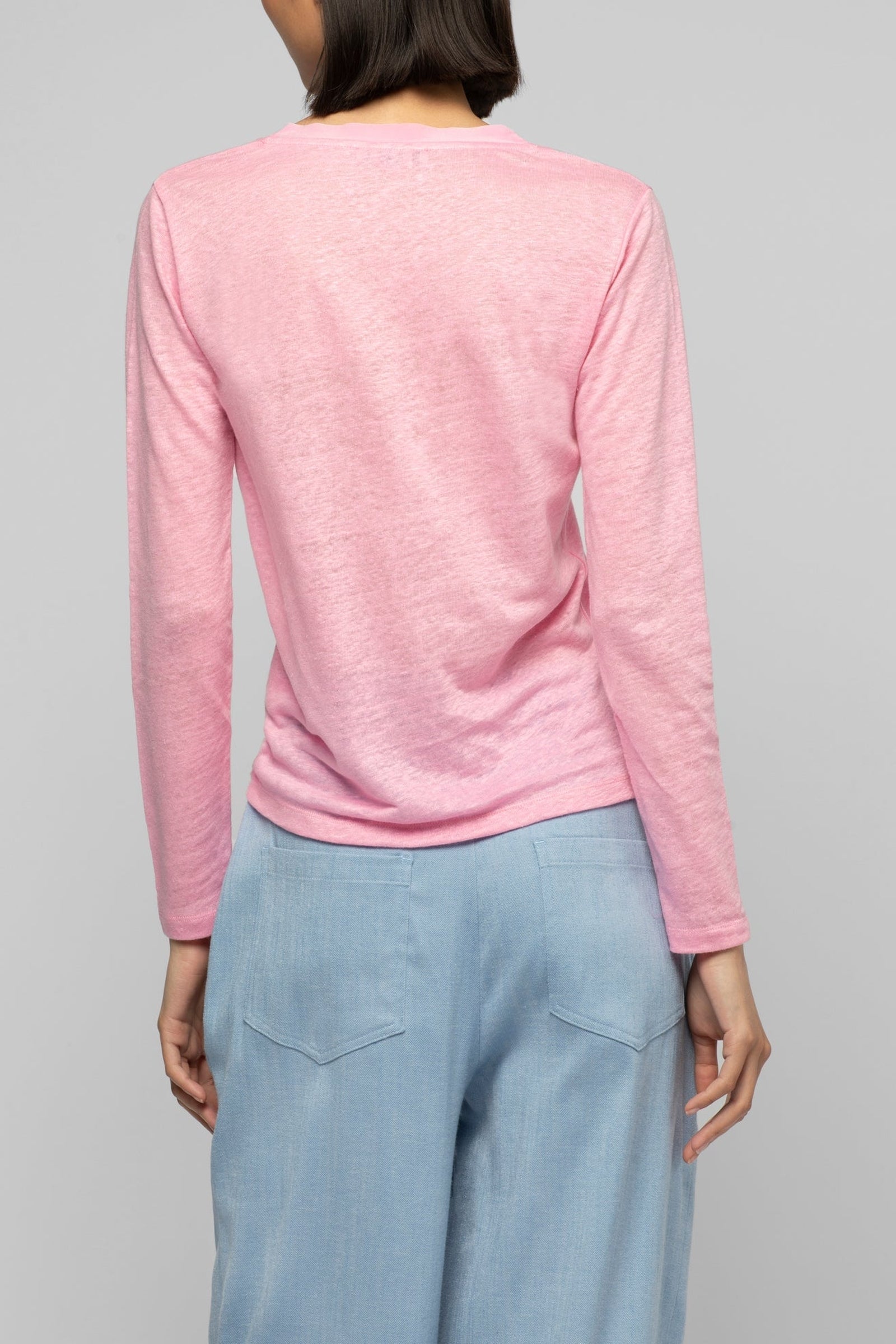 T-shirt Tanika manches longues en jersey de lin - Bonbon