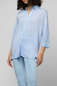 Lalix linen shirt with silk details - Bleach Blue