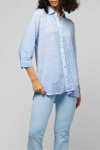 Lalix linen shirt with silk details - Bleach Blue