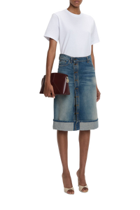 Placket Detail Denim Skirt - Heavy Vintage Indigo Wash