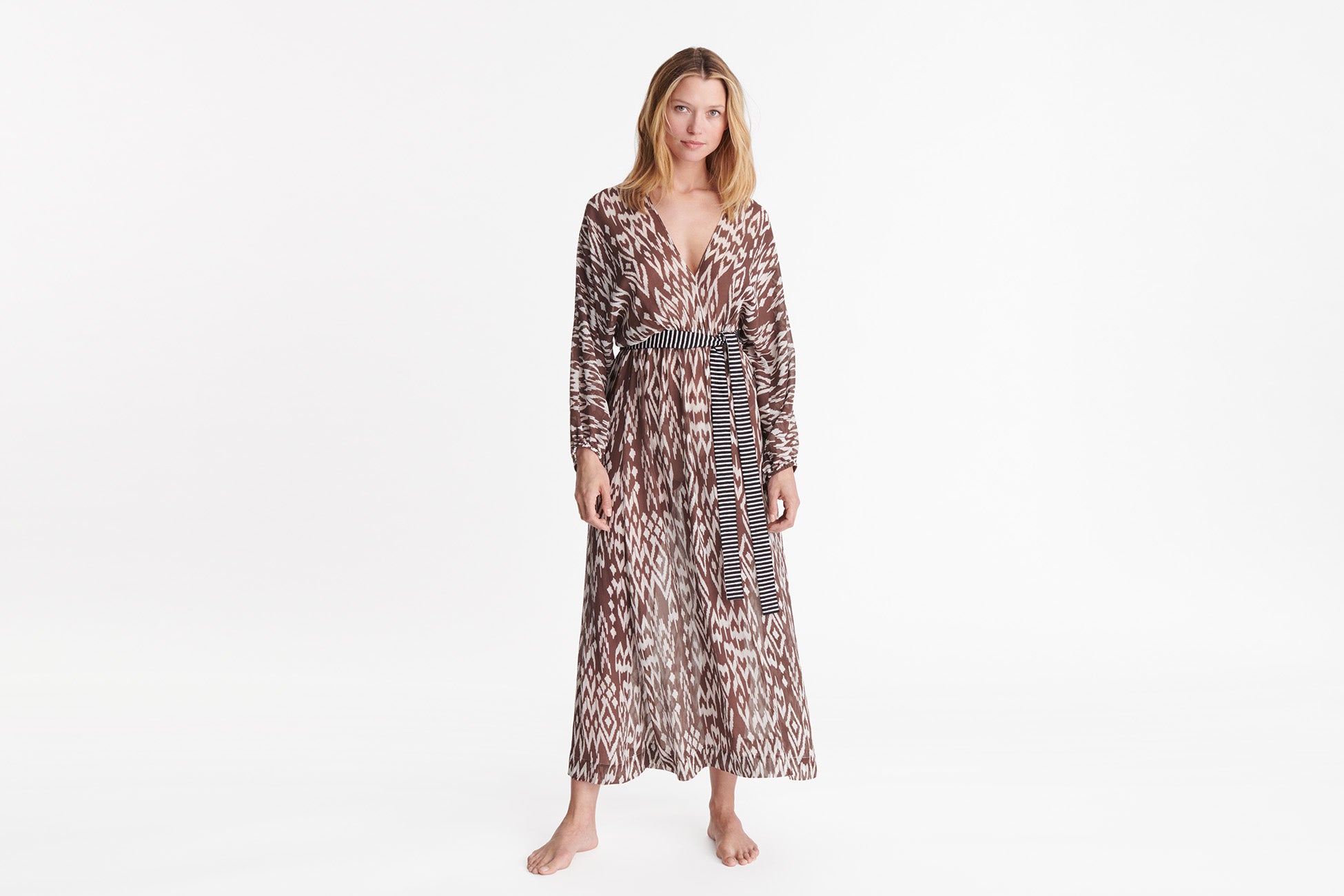 IMPRIME WIND COFFEE SKY ROBE LONGUE