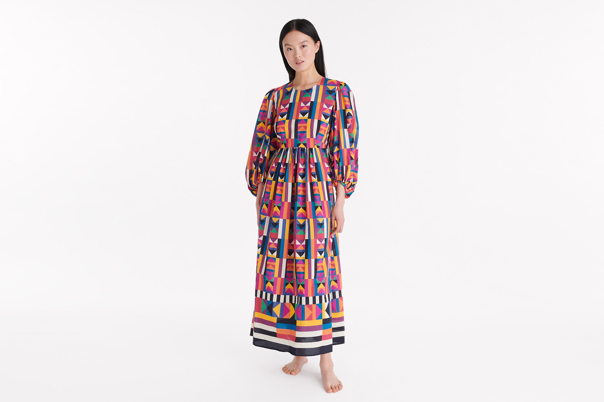 IMPRIME KALEIDO SOLEIL MULTIPLE ROBE LONGUE