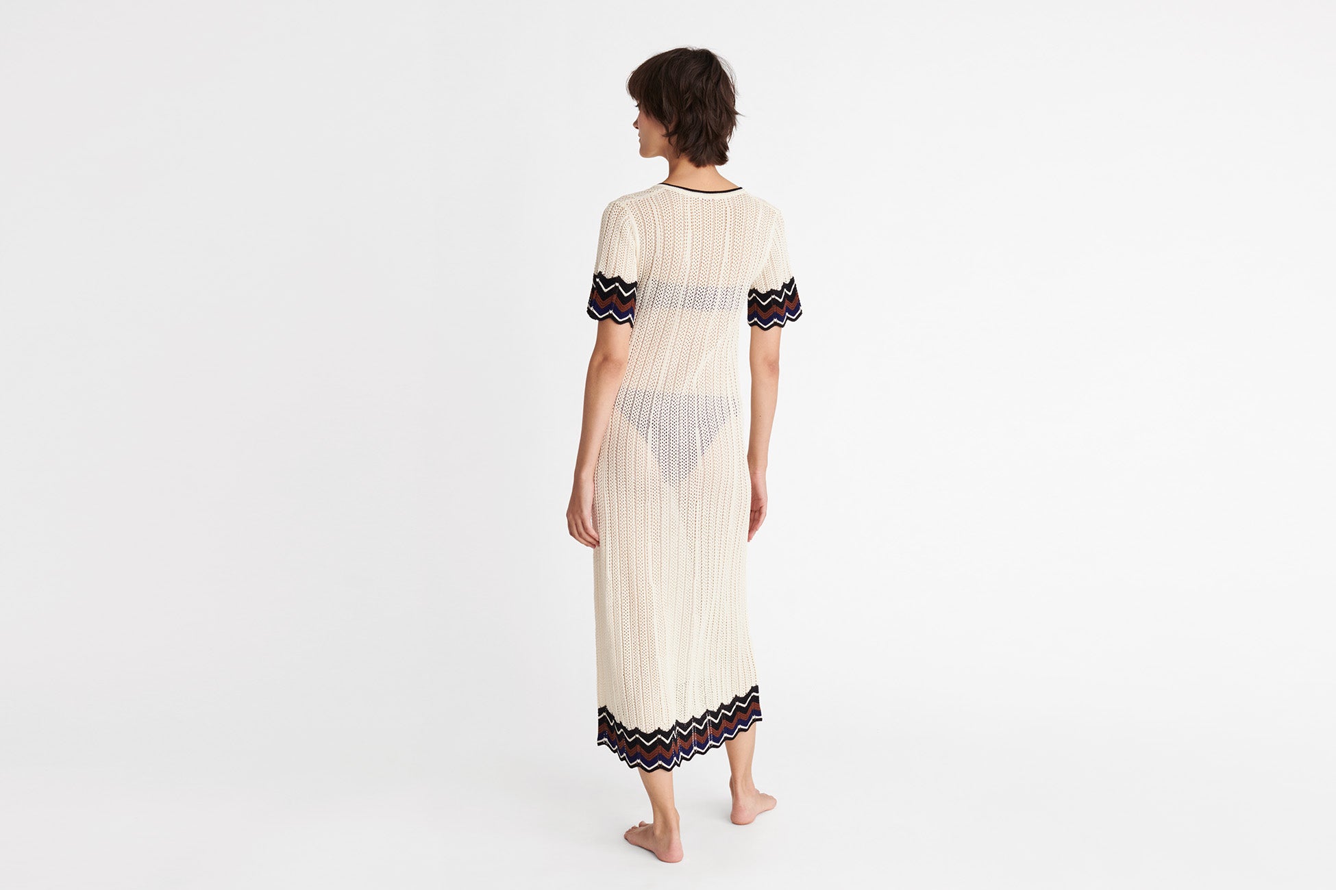 ECRU / RAYURE NUIT LUNA ROBE LONGUE
