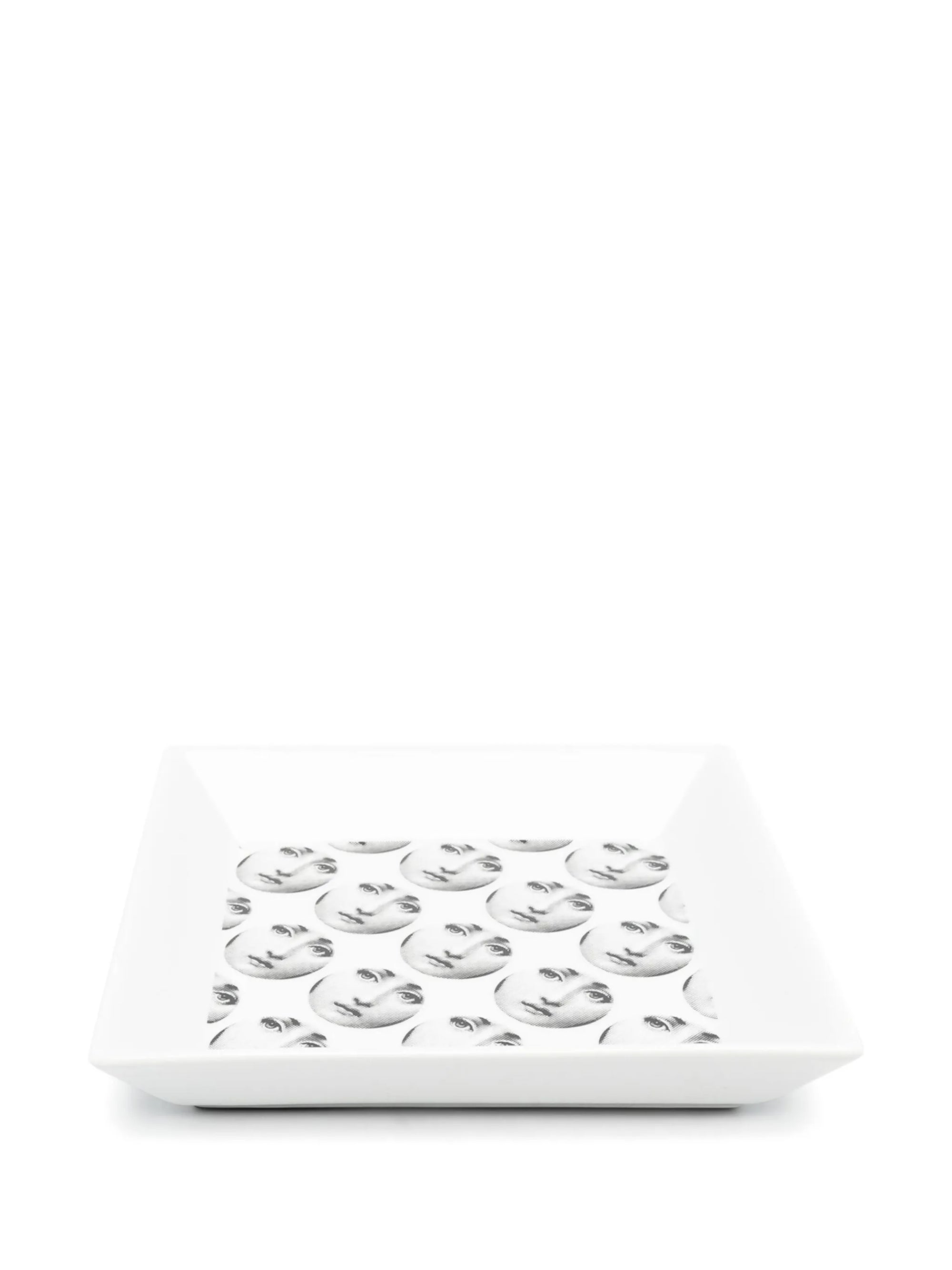 Assiette carrée Tema e Variazioni n°197 en porcelaine - Noir & Blanc