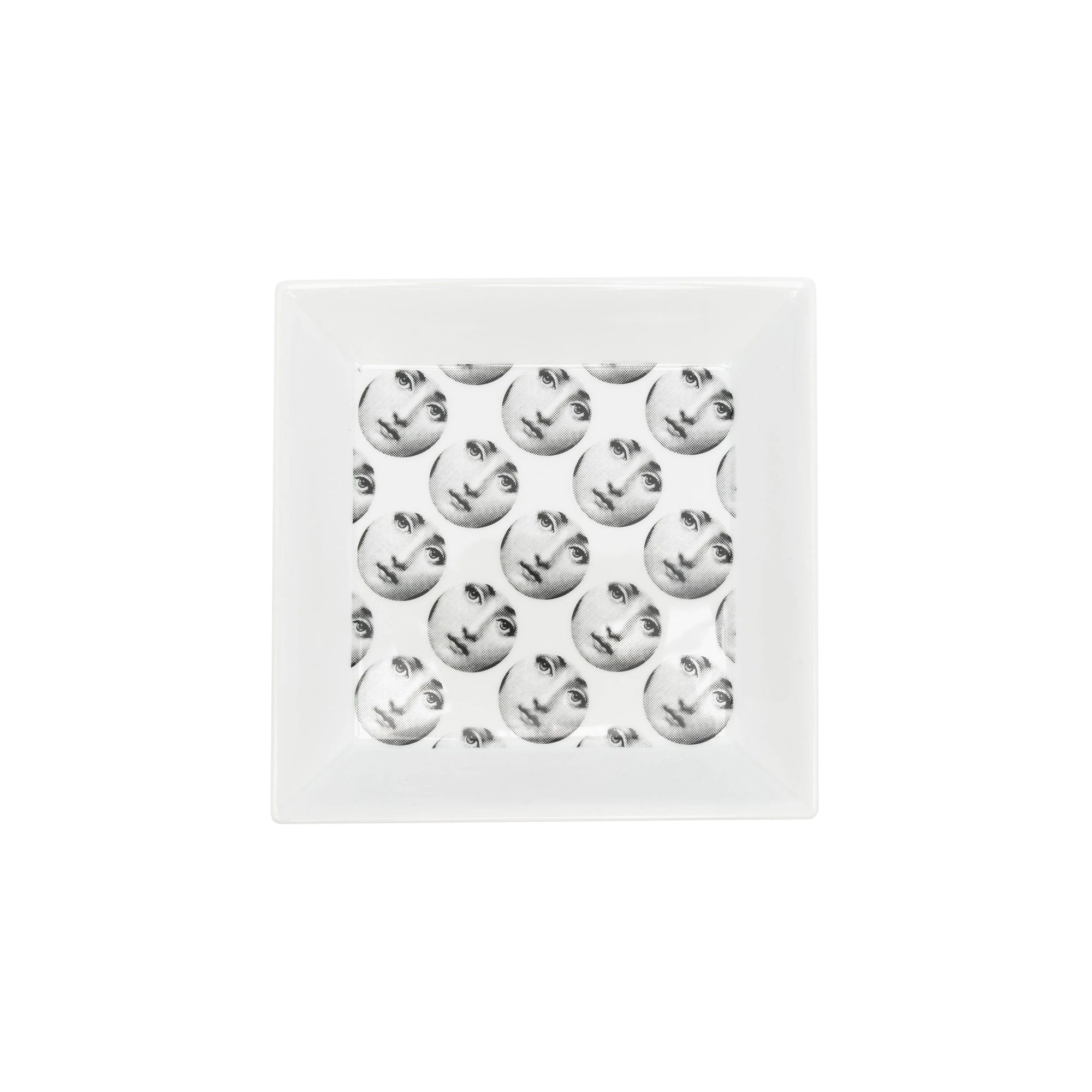 Assiette carrée Tema e Variazioni n°197 en porcelaine - Noir & Blanc