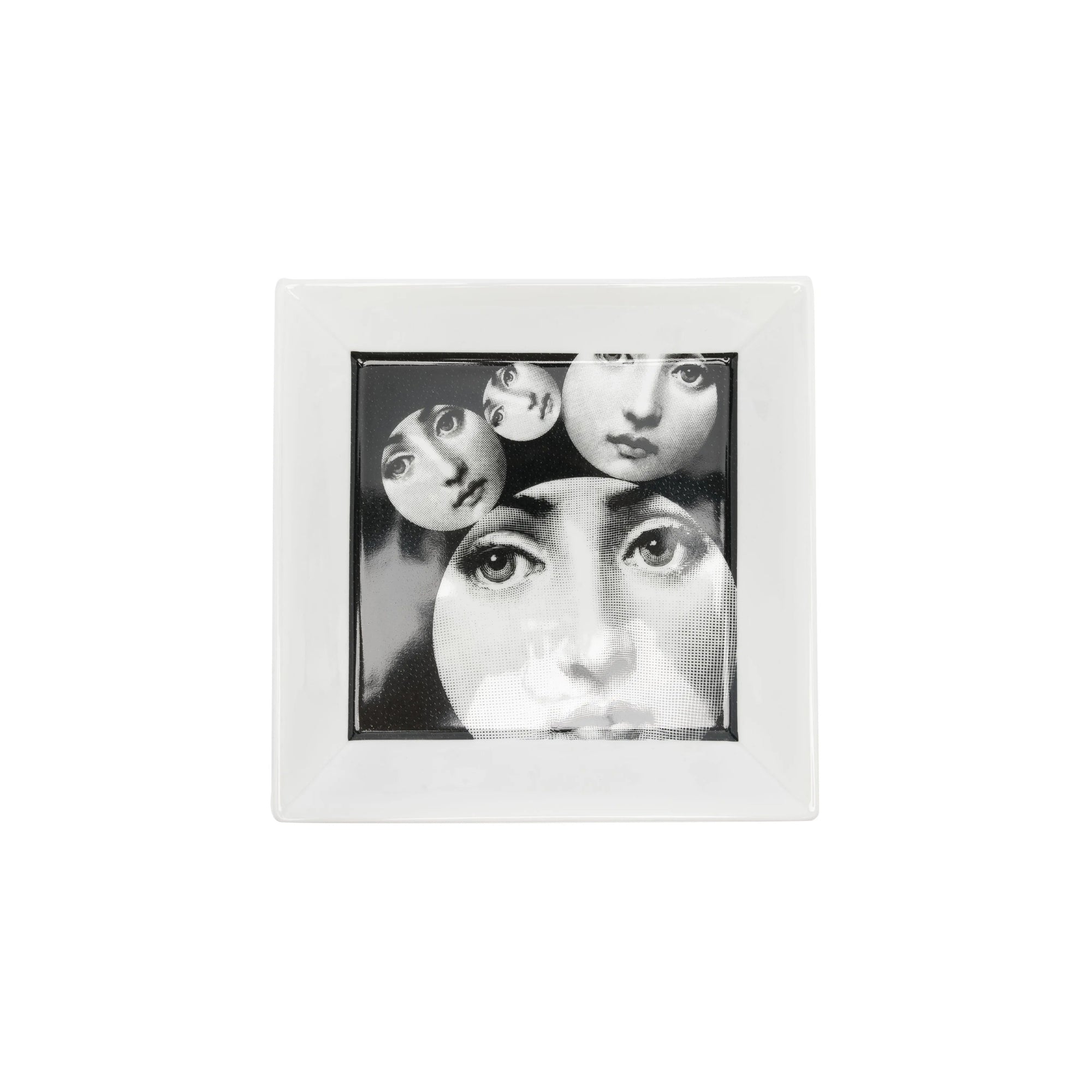 Assiette carrée Tema e Variazioni n°242 en porcelaine - Noir & Blanc