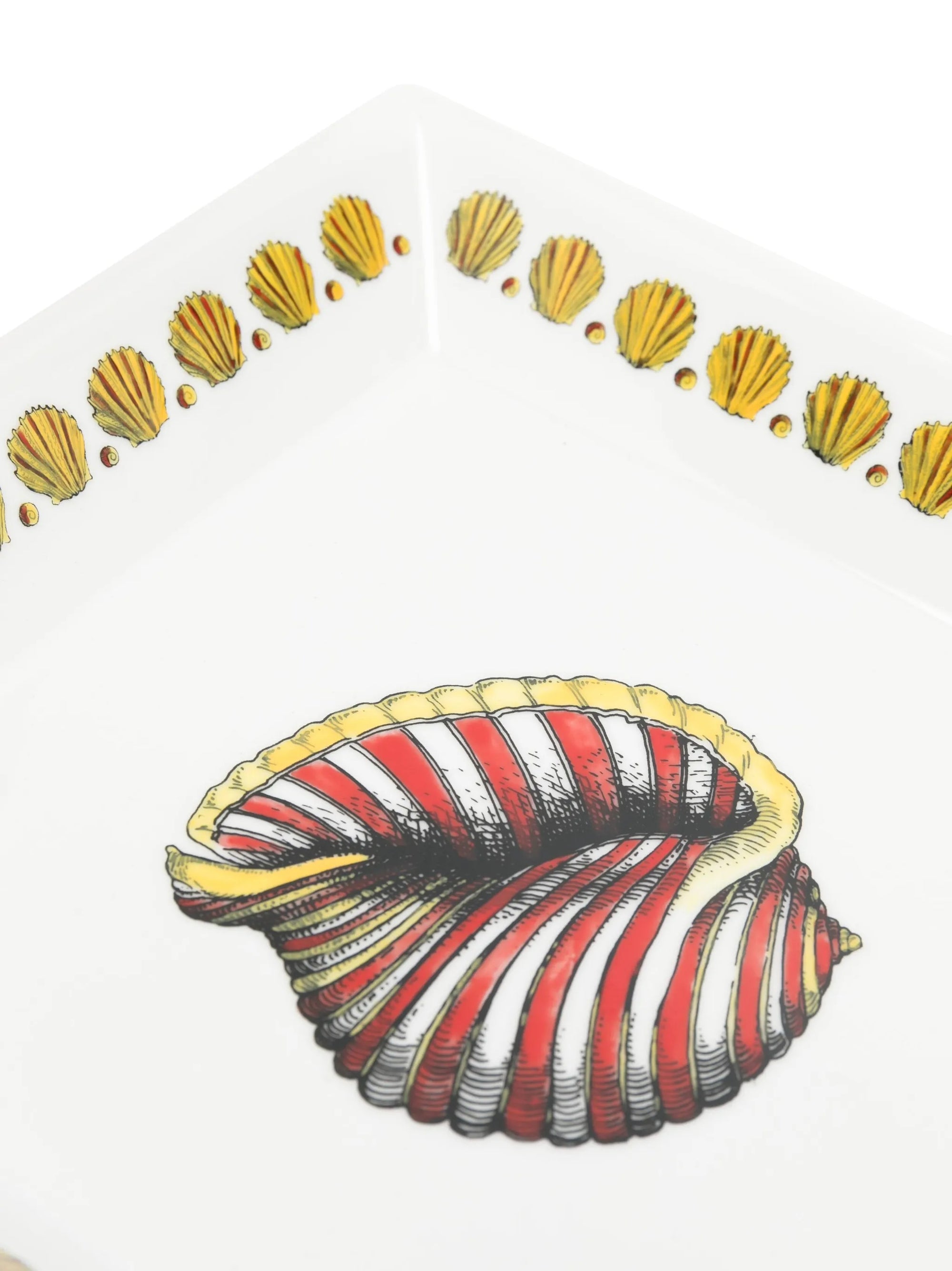 Assiette carrée Giro di Conchiglie en porcelaine - Multico & Noir & Blanc