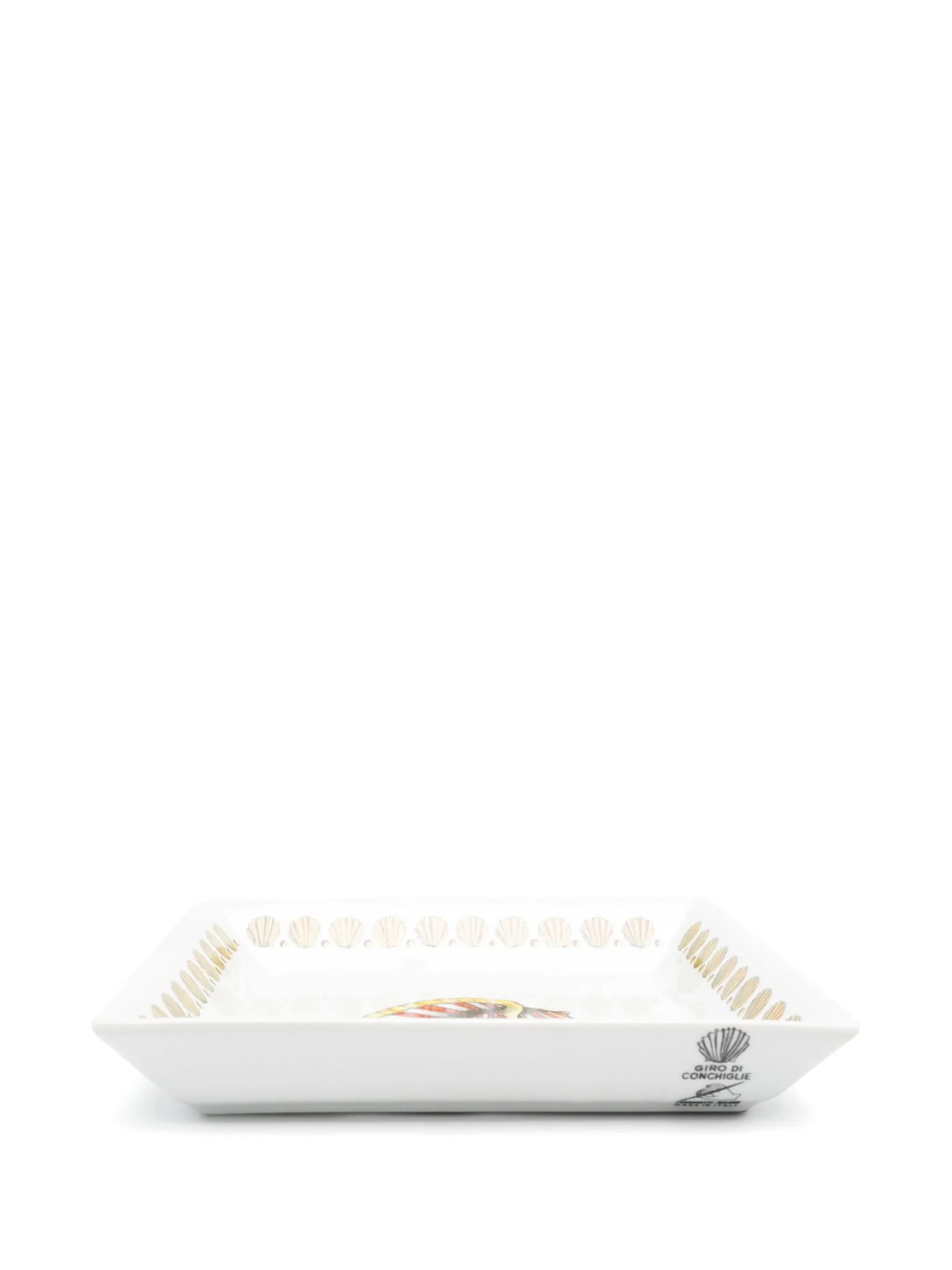 Assiette carrée Giro di Conchiglie en porcelaine - Multico & Noir & Blanc