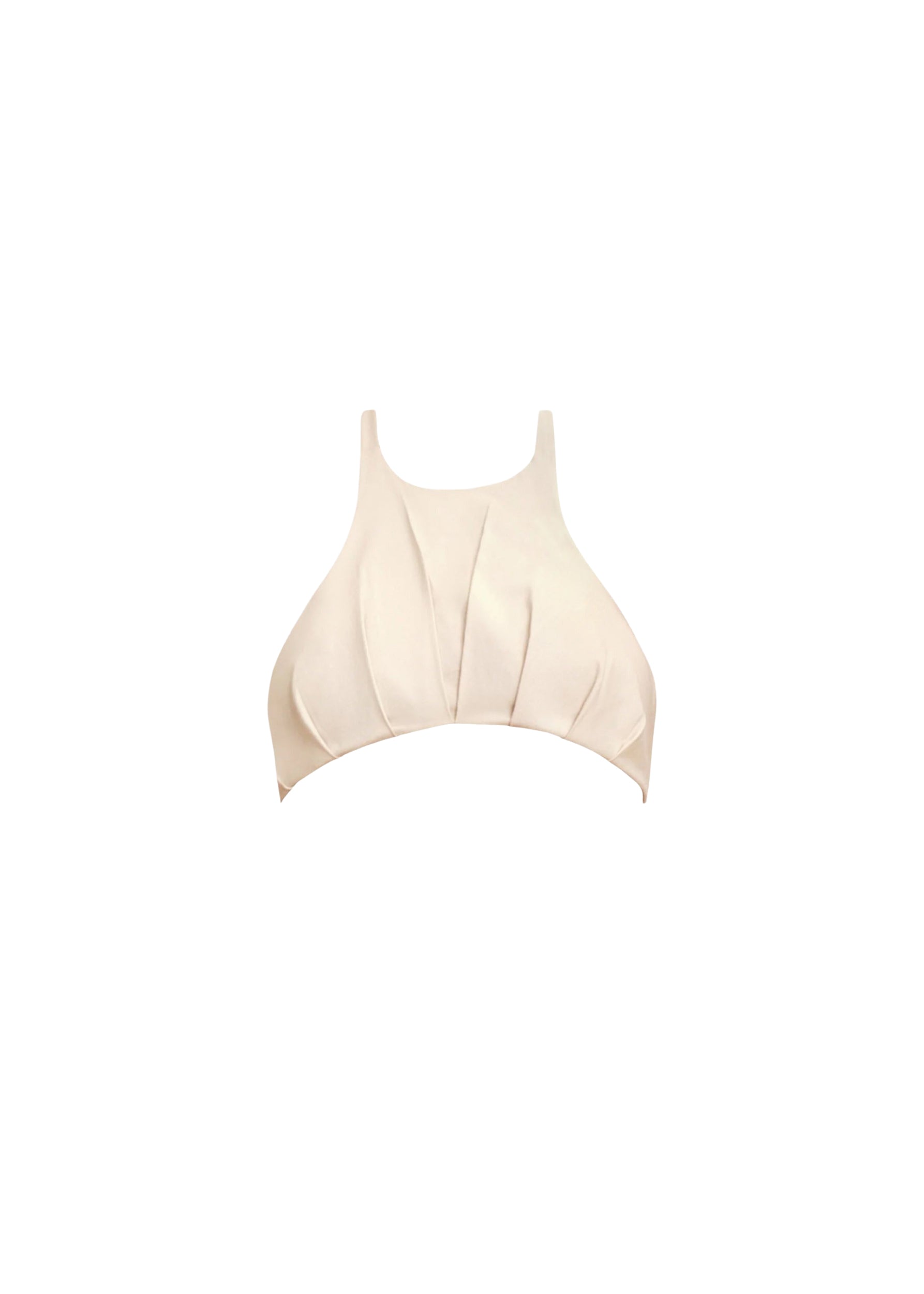 Yeni ruffled short tank top in linen blend - Ivory
