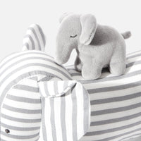 GRIS/BLANC PELUCHE ELEPHANT MUSICAL PETIT PARIS