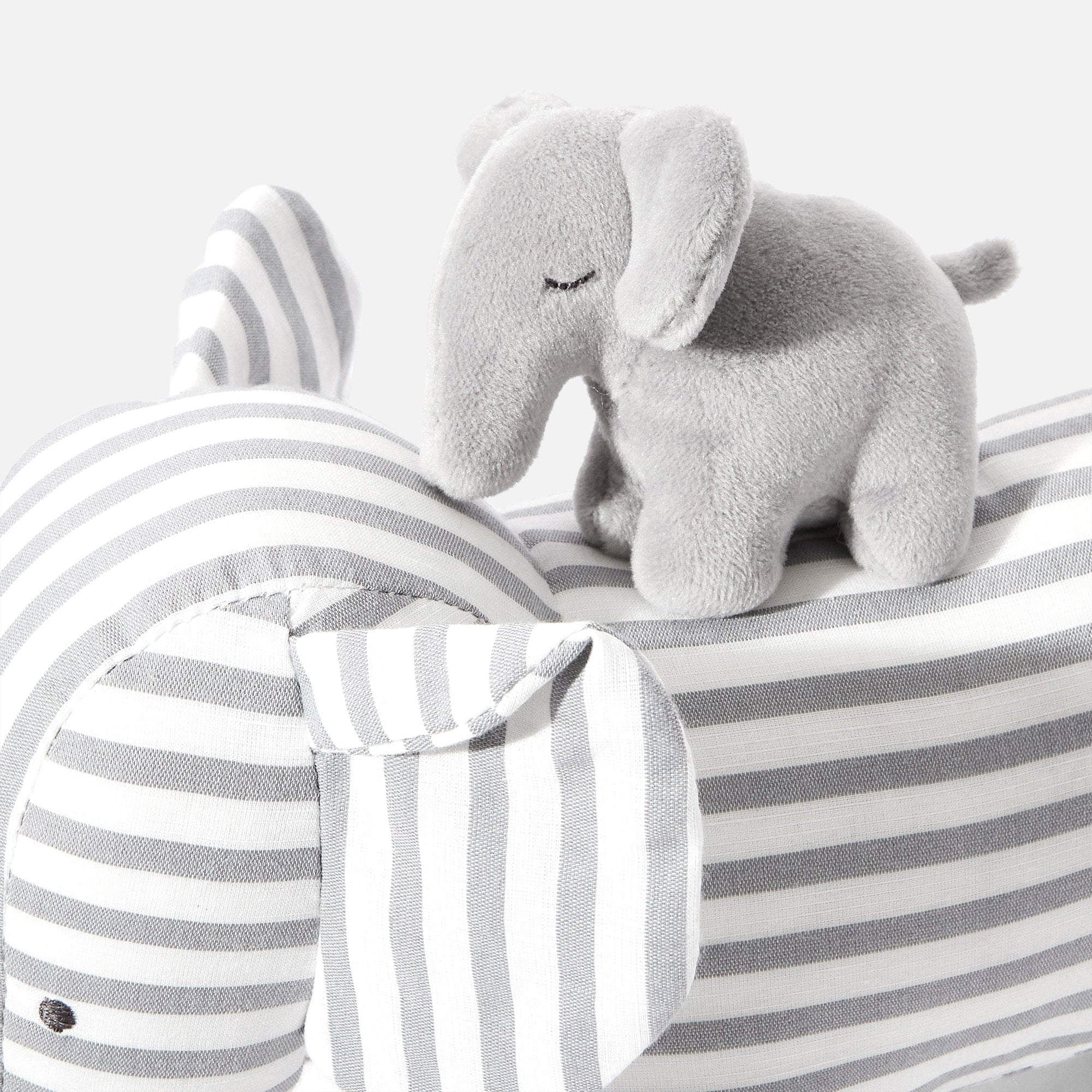 GRIS/BLANC PELUCHE ELEPHANT MUSICAL PETIT PARIS