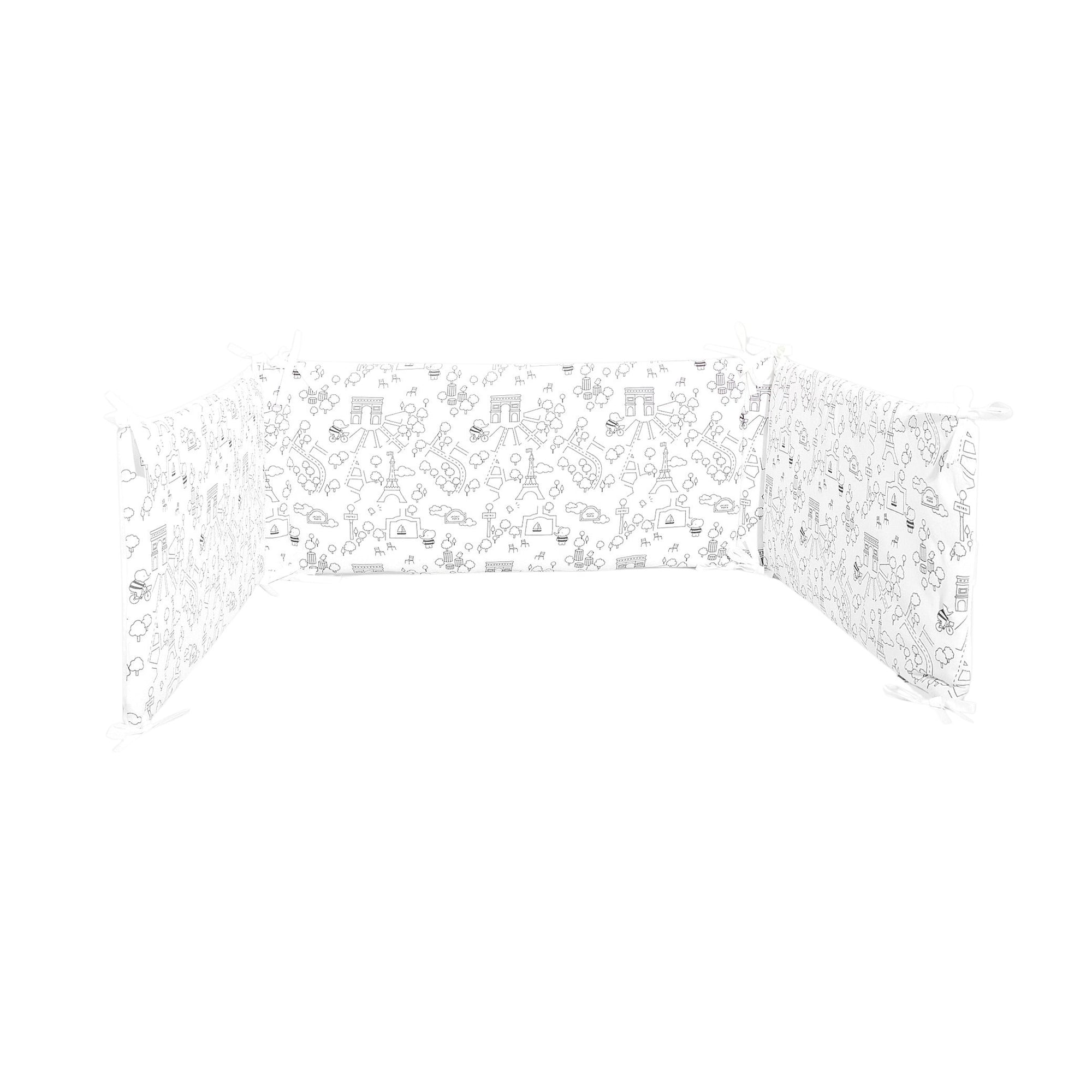 22 QTY / BLANC/GRIS PUERICULTURE LINGE DE LIT TOUR DE LIT BAS CARTE PETIT PARIS