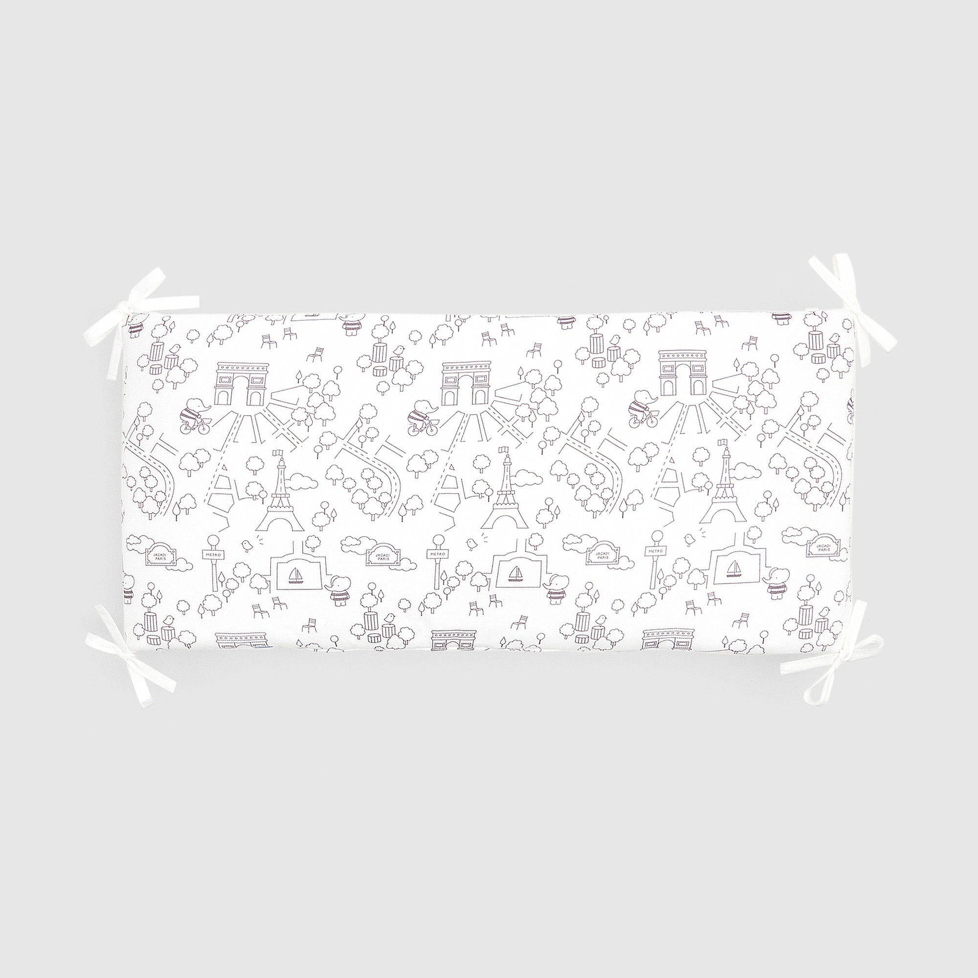 22 QTY / BLANC/GRIS PUERICULTURE LINGE DE LIT TOUR DE LIT BAS CARTE PETIT PARIS