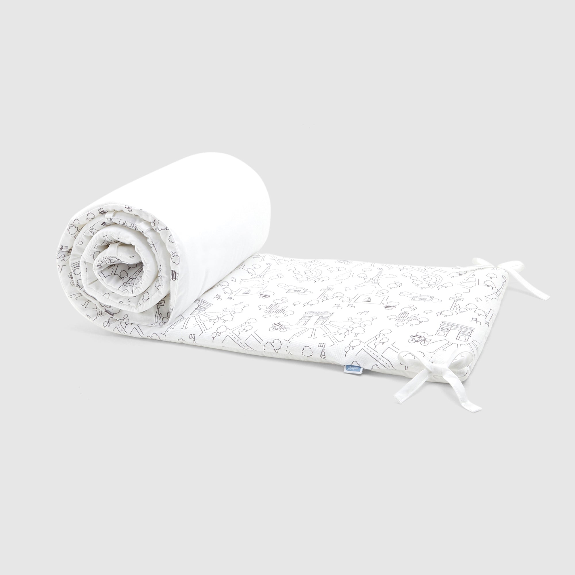 22 QTY / BLANC/GRIS PUERICULTURE LINGE DE LIT TOUR DE LIT BAS CARTE PETIT PARIS
