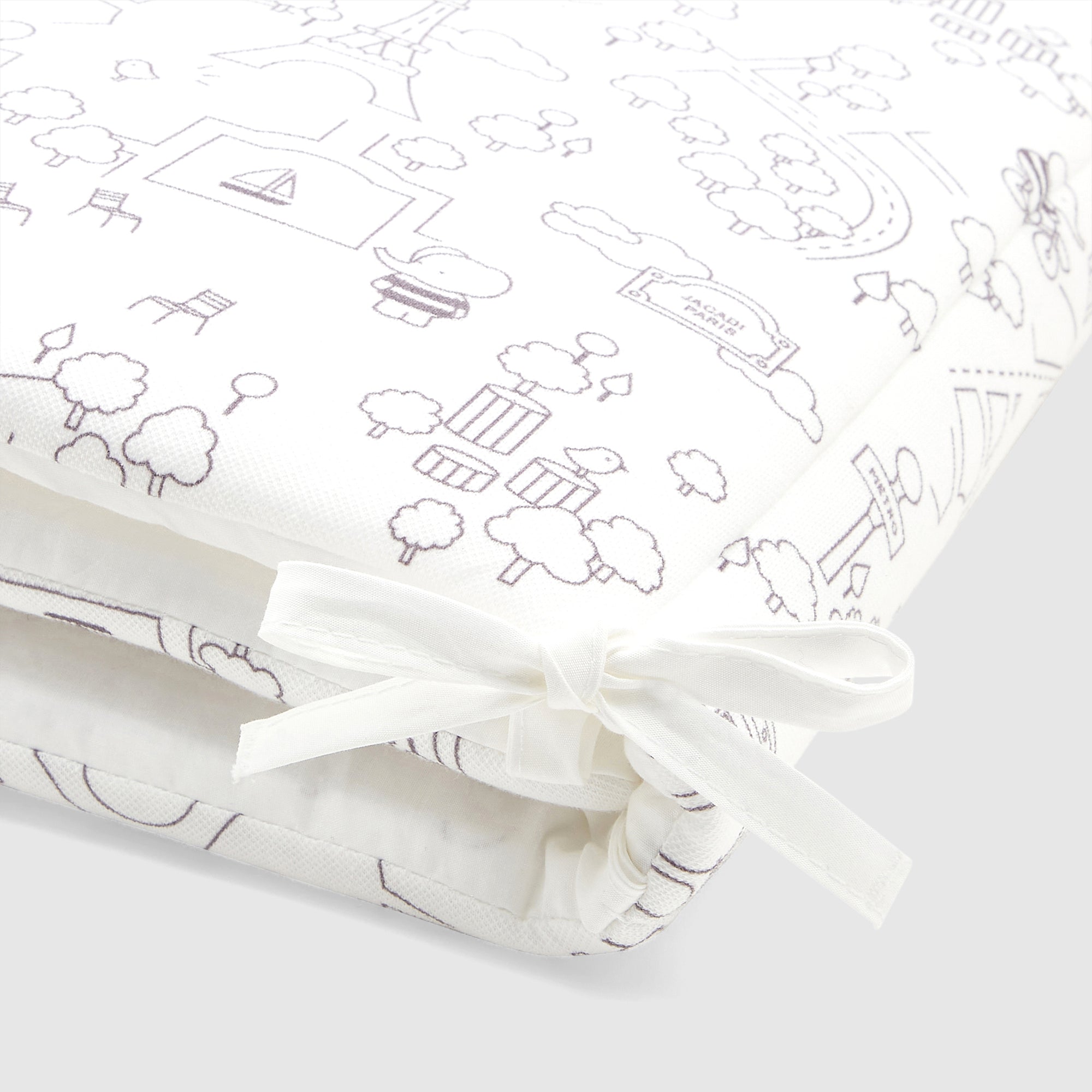 22 QTY / BLANC/GRIS PUERICULTURE LINGE DE LIT TOUR DE LIT BAS CARTE PETIT PARIS