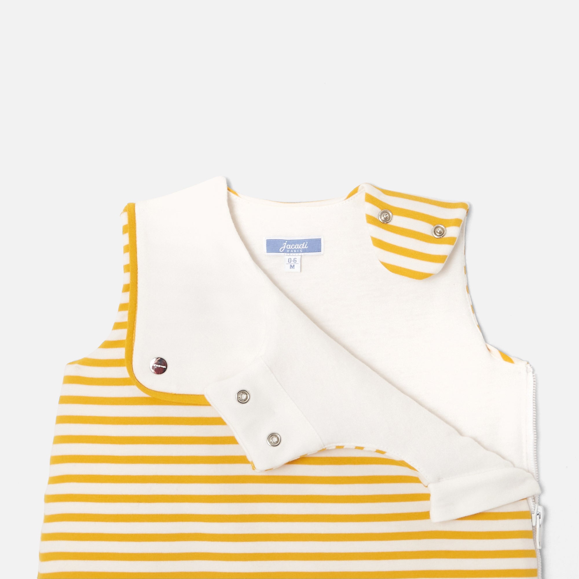 646 QTY / BLANC/JAUNE PUERICULTURE LINGE DE LIT GIGOTEUSE 0-6M RAYE PETIT PARIS