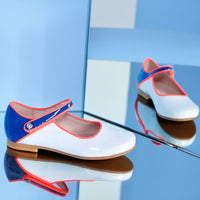 BLANC/ROSE DANELLE CUIR VERNIS