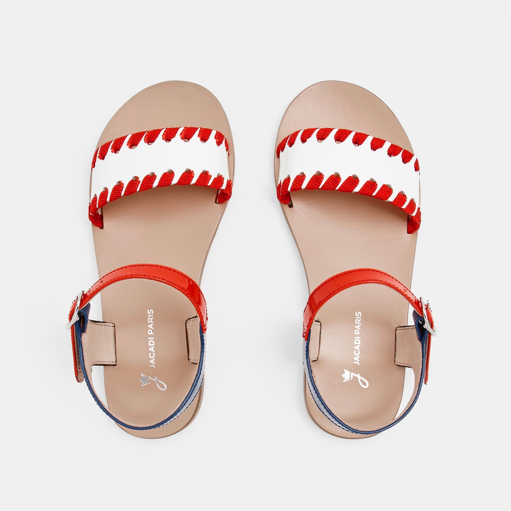 2 QTY / BLANC/ROUGE CHAUSSURES CUIR BETTINA