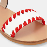 2 QTY / BLANC/ROUGE CHAUSSURES CUIR BETTINA