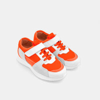 33 QTY / BLANC/ORANGE CHAUSSURES CUIR ECLAIR