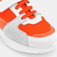 33 QTY / BLANC/ORANGE CHAUSSURES CUIR ECLAIR
