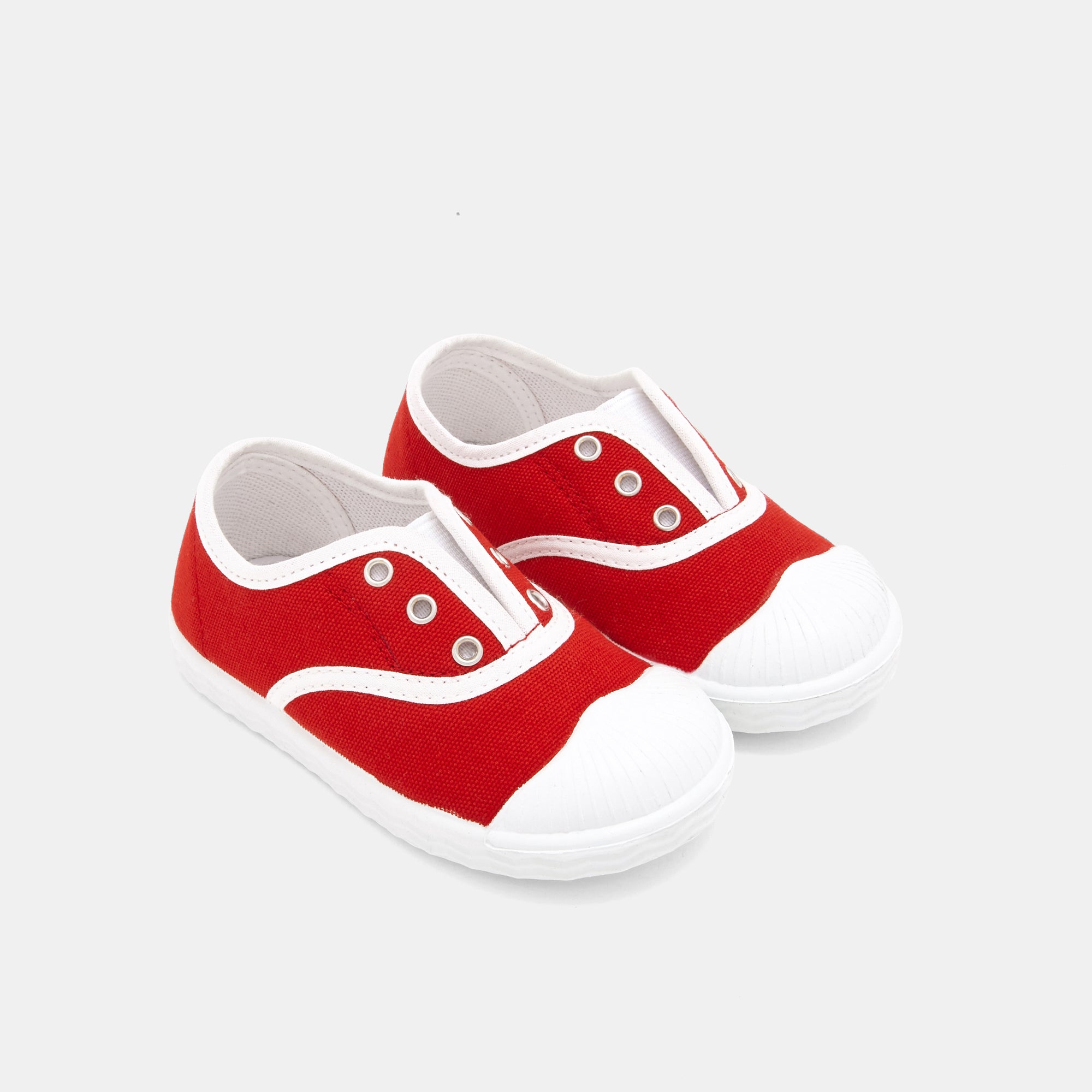 2 QTY / ROUGE/BLANC CHAUSSURES TOILE DAISY
