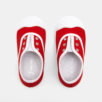 2 QTY / ROUGE/BLANC CHAUSSURES TOILE DAISY