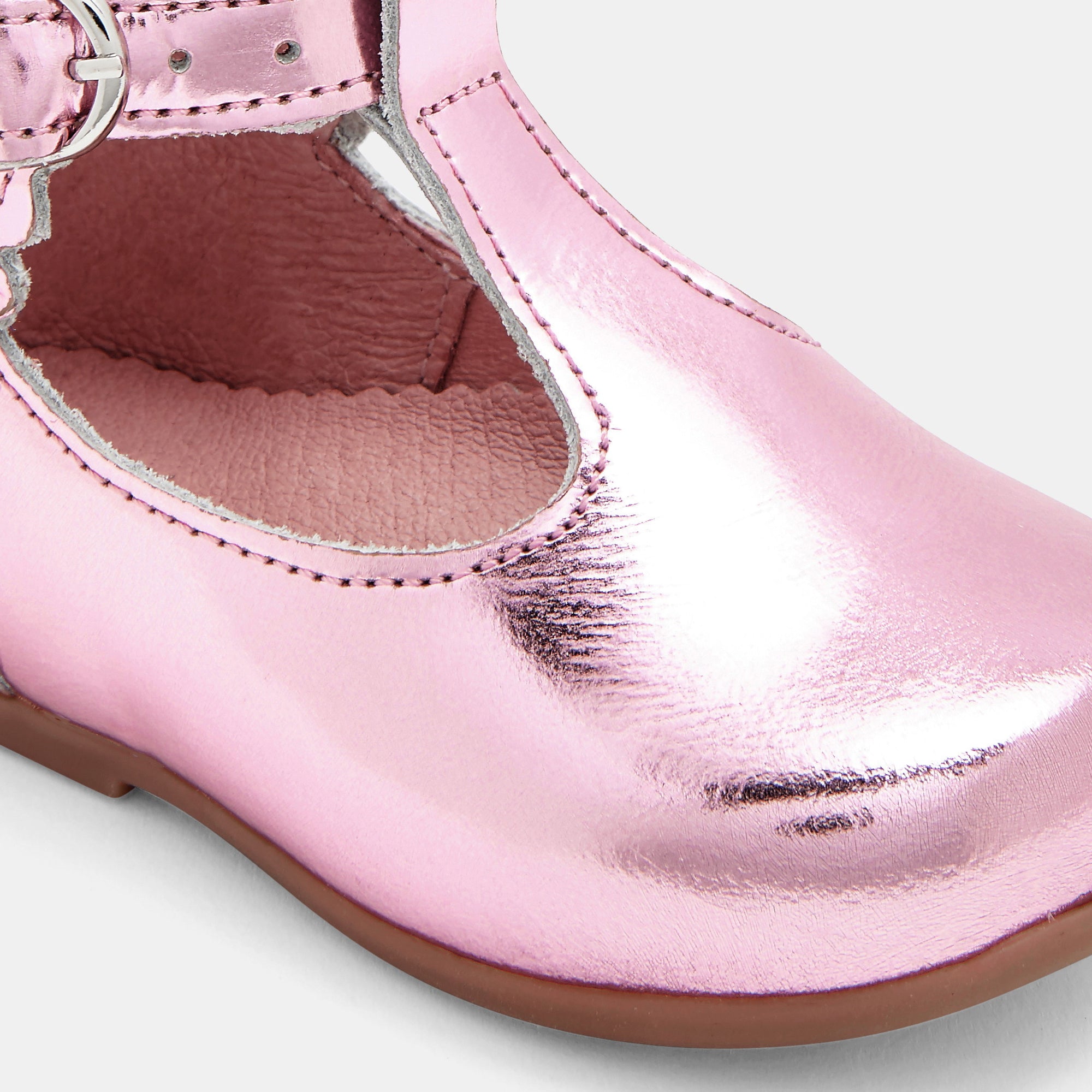 2 QTY / ROSE CHAUSSURES CUIR BOBINE MIROIR