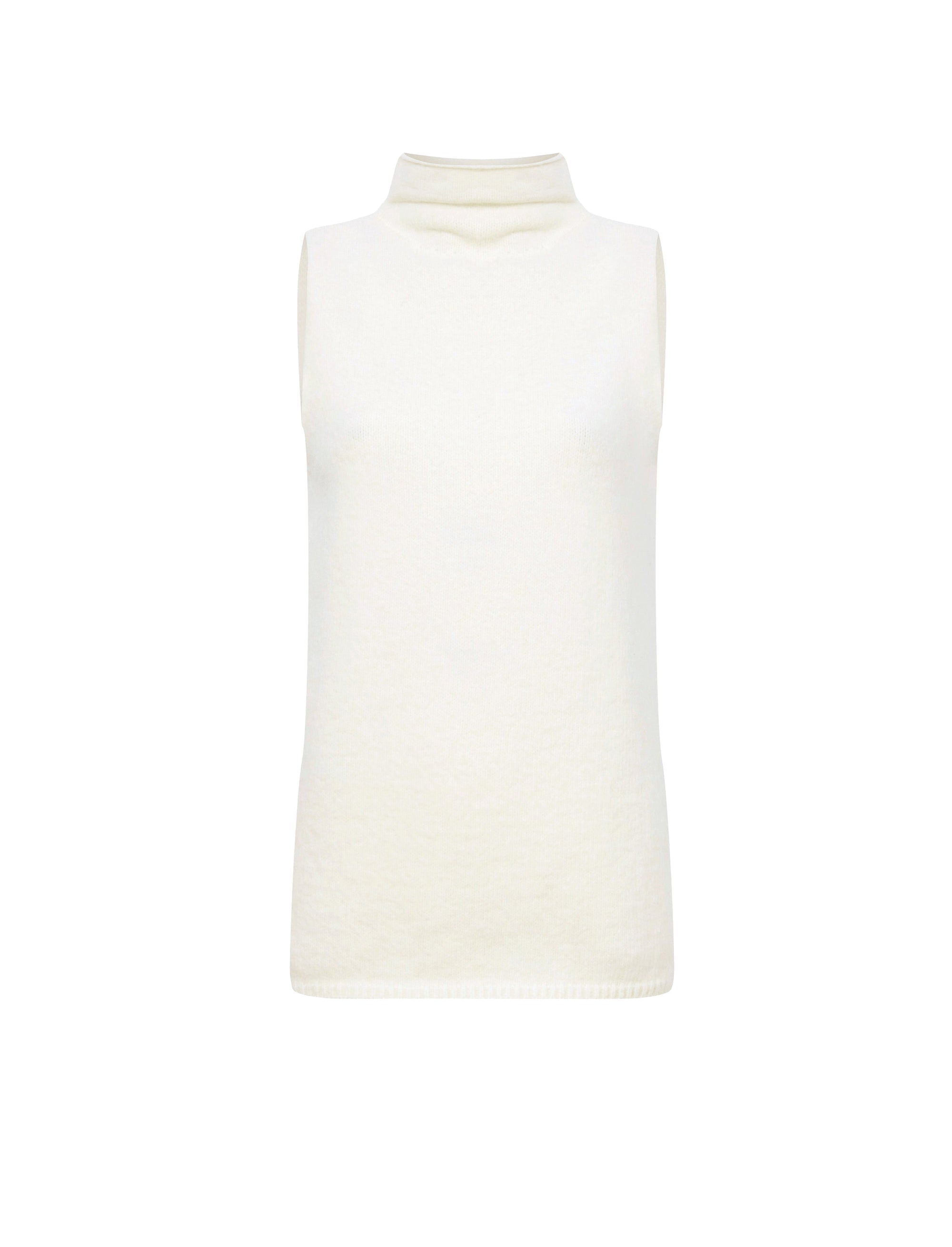 Pull col roulé Lily sans manches en laine mélangée - Off White