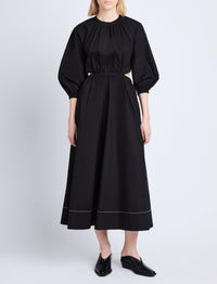 Robe Nora dos nu en popeline - Black