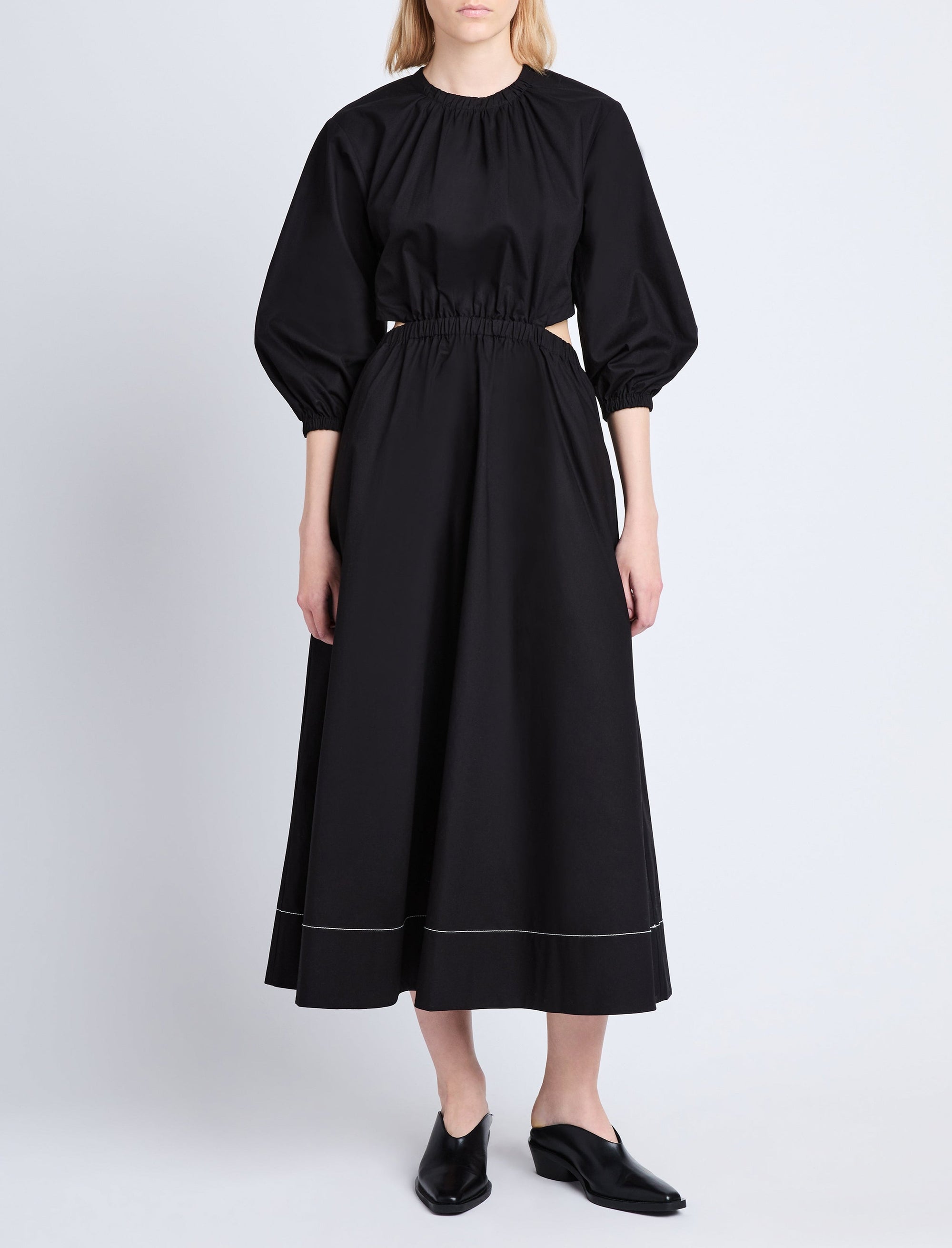Robe Nora dos nu en popeline - Black